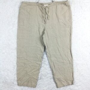 Elizabeth Womens Pants Linen Straight Leg Natural Pull On Breathable Boho‎ 14